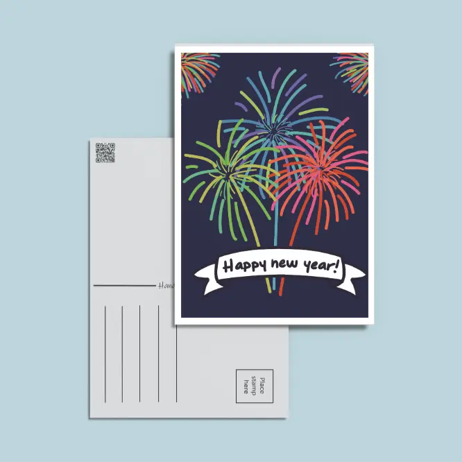 Happy New Year Fireworks Postcard